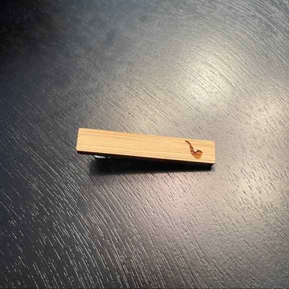 Mens Tie Clip Wooden Imprint - Picture 1 of 4